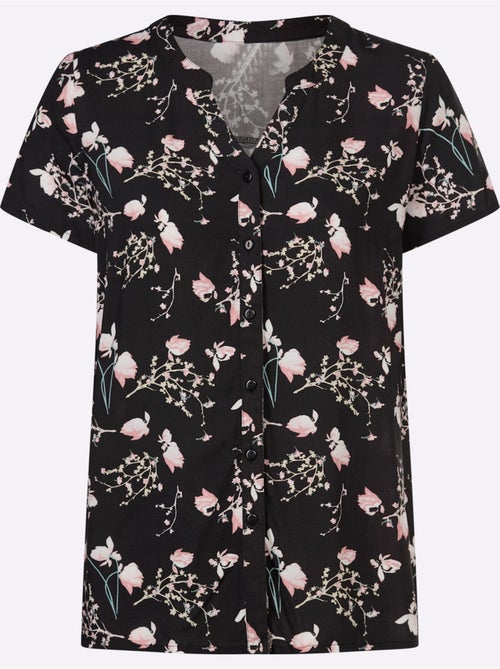 Chemisier à manches courtes avec col V en viscose à motifs floraux - Taille standard - Moda Vilona - Kiabi Chemisier à manches courtes avec col V en viscose à motifs floraux - Taille standard - Moda Vilona - Kiabi