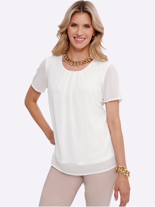 Chemisier à manches courtes avec encolure ronde et doublure opaque - Taille standard - Moda Vilona - Kiabi