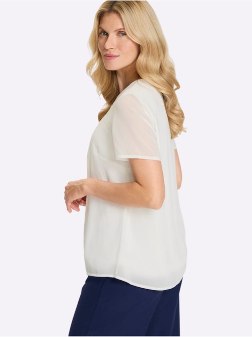 Chemisier à manches courtes avec encolure ronde et doublure opaque - Taille standard - Moda Vilona - Kiabi