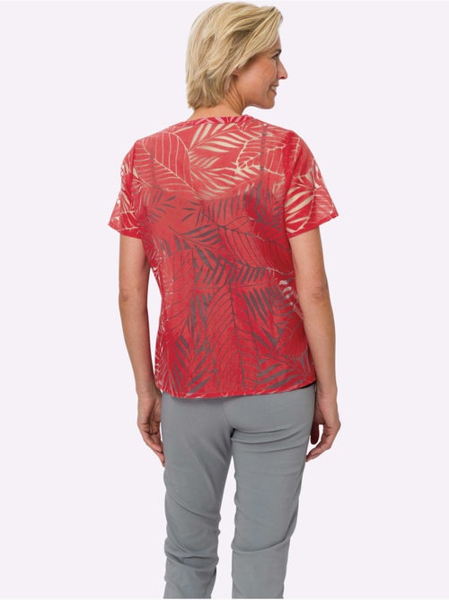 Chemisier à manches courtes avec encolure V et motifs tropicals - Taille standard - Moda Vilona - Kiabi Chemisier à manches courtes avec encolure V et motifs tropicals - Taille standard - Moda Vilona - Kiabi