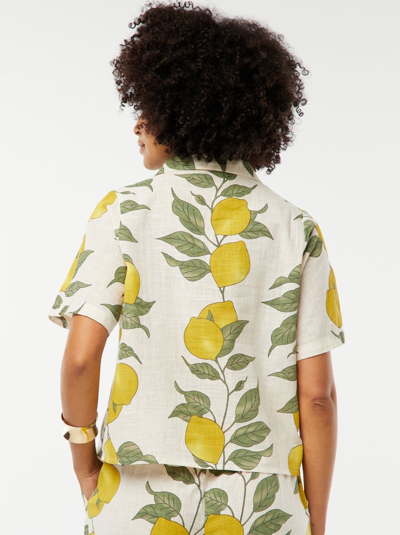 Chemisier à manches courtes avec imprimé citron' Beige - Kiabi