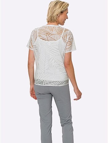 Chemisier à manches courtes avec encolure V et motifs tropicals - Taille standard - Moda Vilona