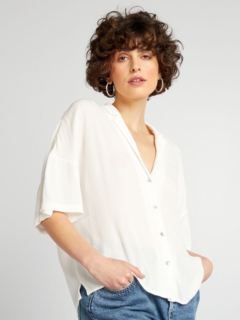 Chemisier Femme Manches Courtes Col V Buffalo - Taille S à XXL, Plusieurs Coloris