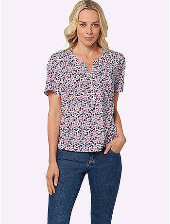 Chemisier à Manches Courtes Fronces Aux épaules - Taille Standard - Moda Vilona