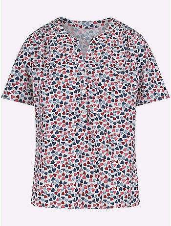 Chemisier à Manches Courtes Fronces Aux épaules - Taille Standard - Moda Vilona