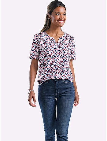 Chemisier à Manches Courtes Fronces Aux épaules - Taille Standard - Moda Vilona