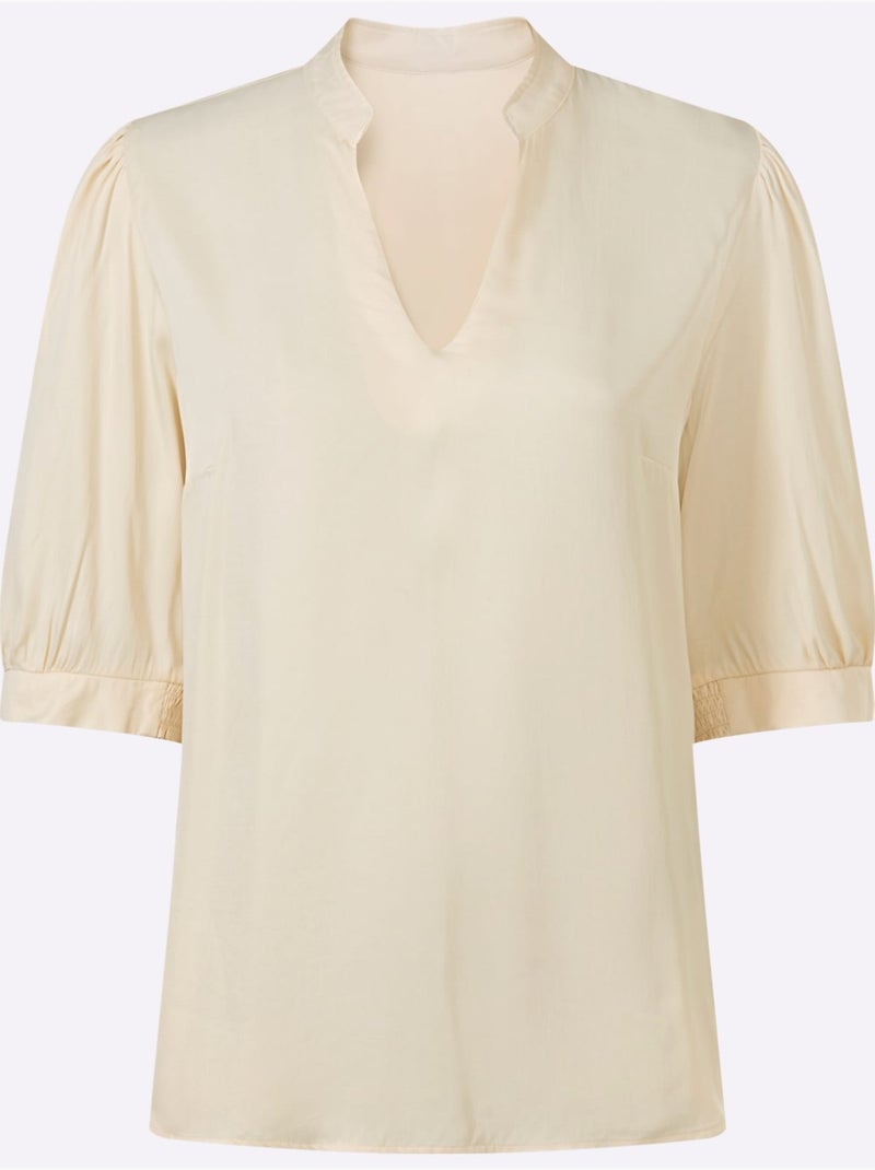 Chemisier à Manches Courtes Manches Bouffantes Tendance - Taille Standard - helline Marron - Kiabi