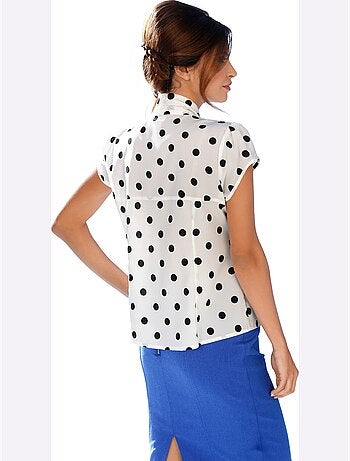 Chemisier à Manches Courtes Motif à Pois Tendance - Taille Standard - helline