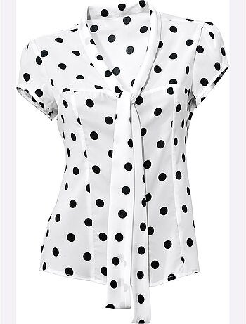 Chemisier à Manches Courtes Motif à Pois Tendance - Taille Standard - helline