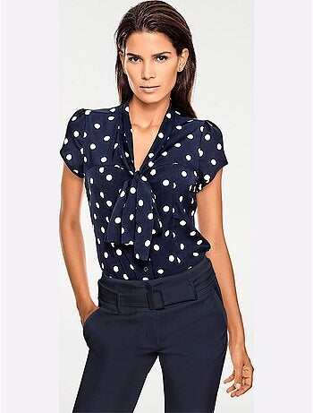 Chemisier à Manches Courtes Motif à Pois Tendance - Taille Standard - helline