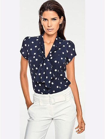 Chemisier à Manches Courtes Motif à Pois Tendance - Taille Standard - helline