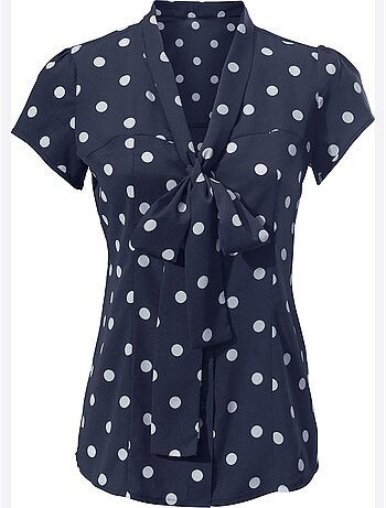 Chemisier à Manches Courtes Motif à Pois Tendance - Taille Standard - helline