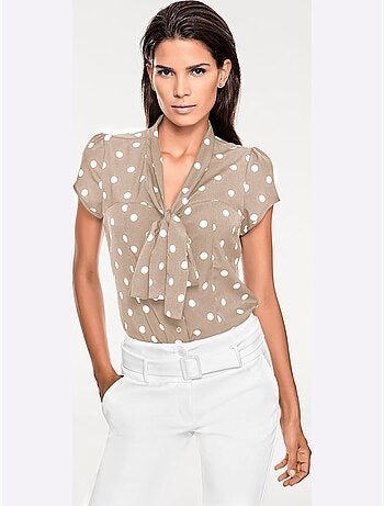Chemisier à Manches Courtes Motif à Pois Tendance - Taille Standard - helline