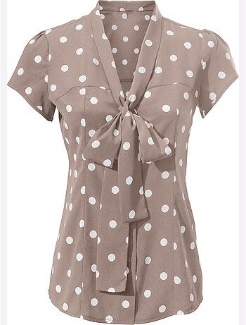Chemisier à Manches Courtes Motif à Pois Tendance - Taille Standard - helline