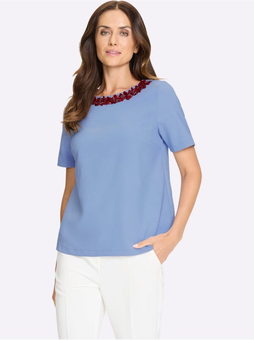 Chemisier à Manches Courtes Perles Fantaisie Et Paillettes - Taille Standard - Helline - Kiabi