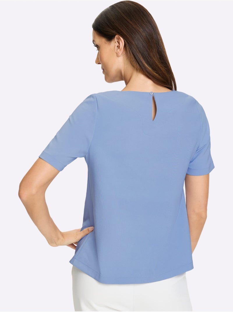 Chemisier à Manches Courtes Perles Fantaisie Et Paillettes - Taille Standard - Helline Bleu ciel - Kiabi