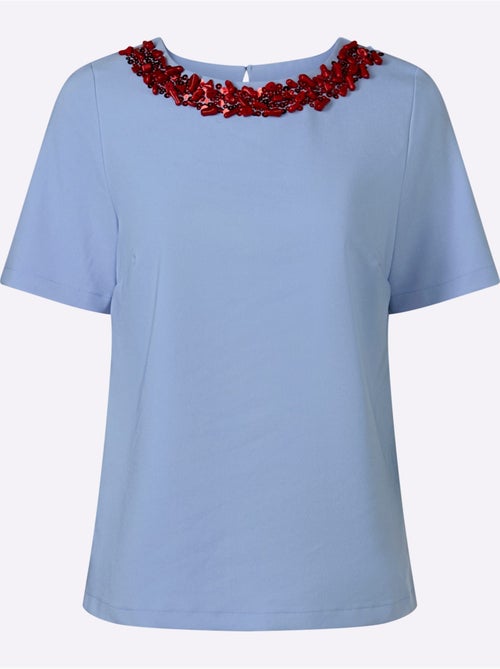Chemisier à Manches Courtes Perles Fantaisie Et Paillettes - Taille Standard - Helline - Kiabi