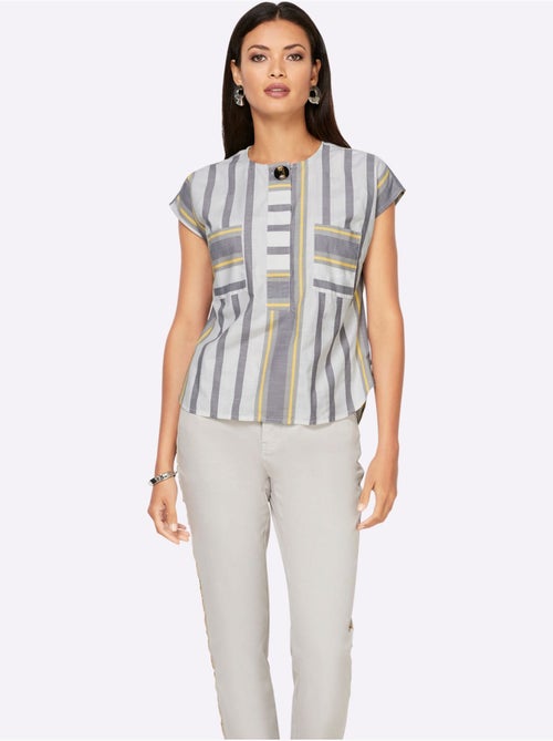 Chemisier à Manches Courtes Pull Tendance En Mélange De Cotons Doux - Taille Standard - helline - Kiabi