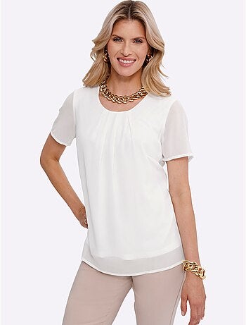 Chemisier à Manches Courtes Qualité Georgette Légère - Taille Standard - Moda Vilona