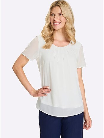 Chemisier à Manches Courtes Qualité Georgette Légère - Taille Standard - Moda Vilona