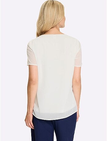 Chemisier à Manches Courtes Qualité Georgette Légère - Taille Standard - Moda Vilona