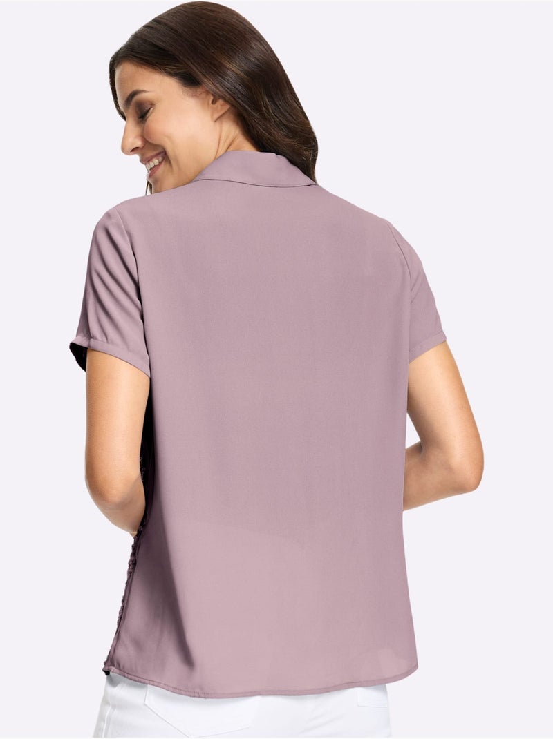 Chemisier à Manches Courtes Qualité Polyester Douce Et Fluide - Taille Standard - Witt Mauve - Kiabi