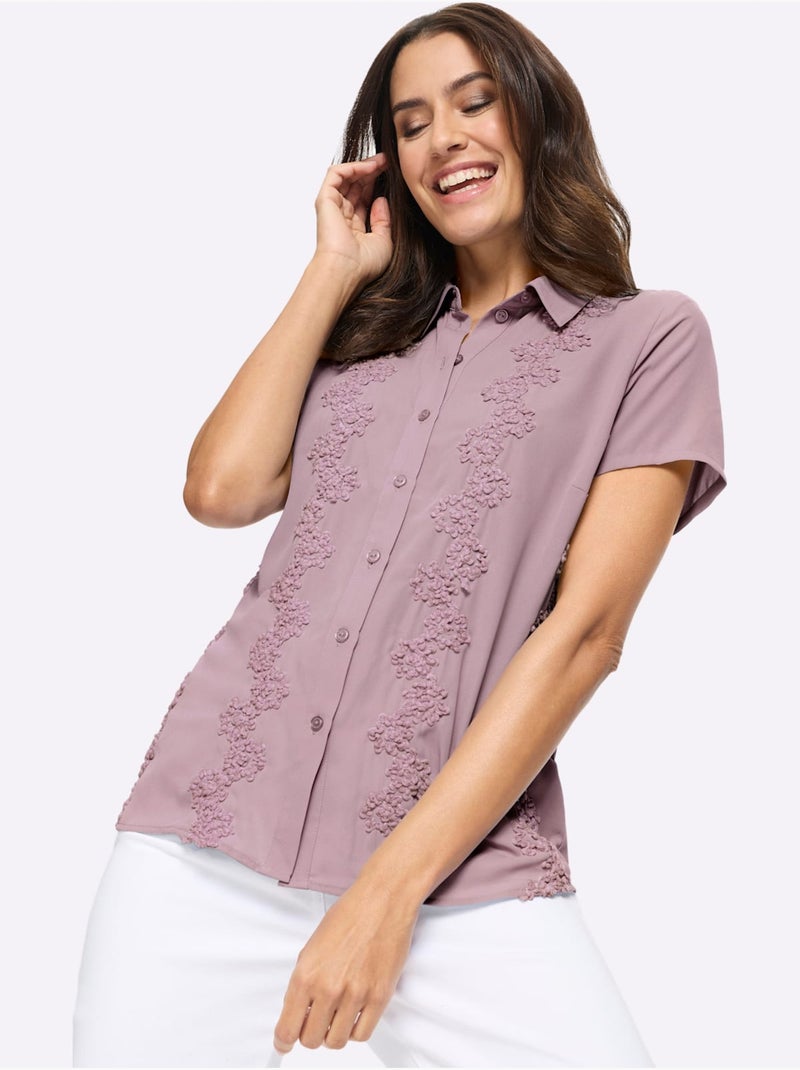 Chemisier à Manches Courtes Qualité Polyester Douce Et Fluide - Taille Standard - Witt Mauve - Kiabi
