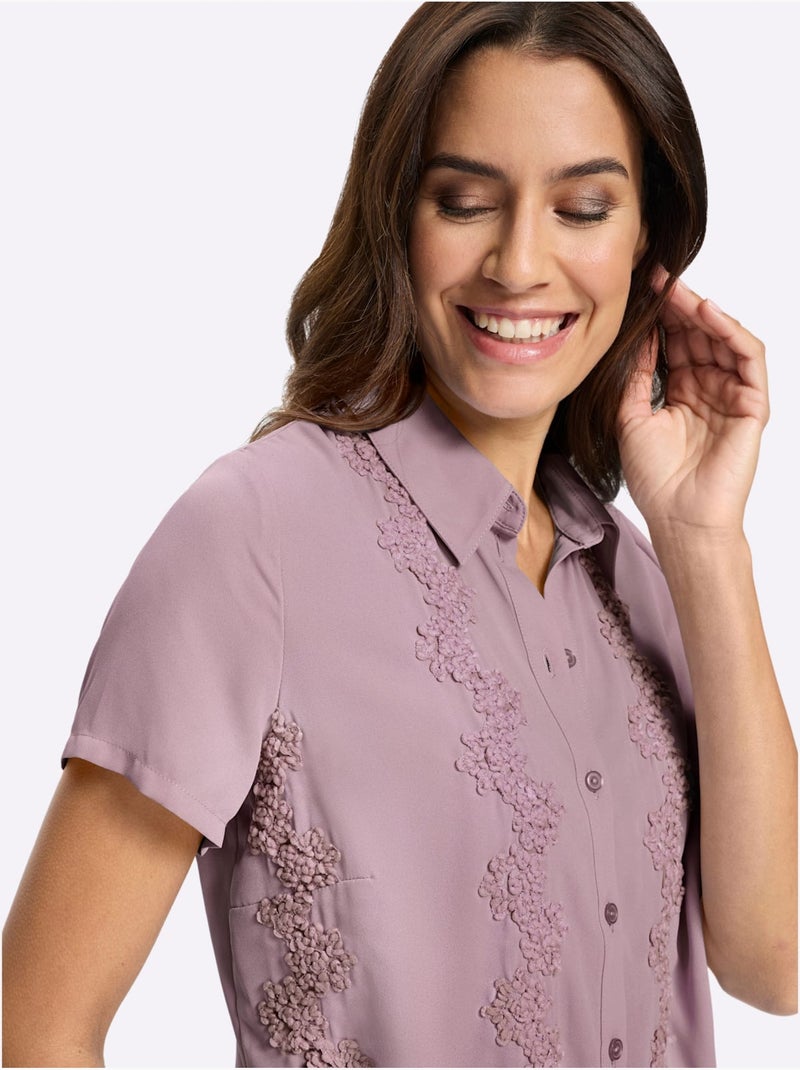 Chemisier à Manches Courtes Qualité Polyester Douce Et Fluide - Taille Standard - Witt Mauve - Kiabi
