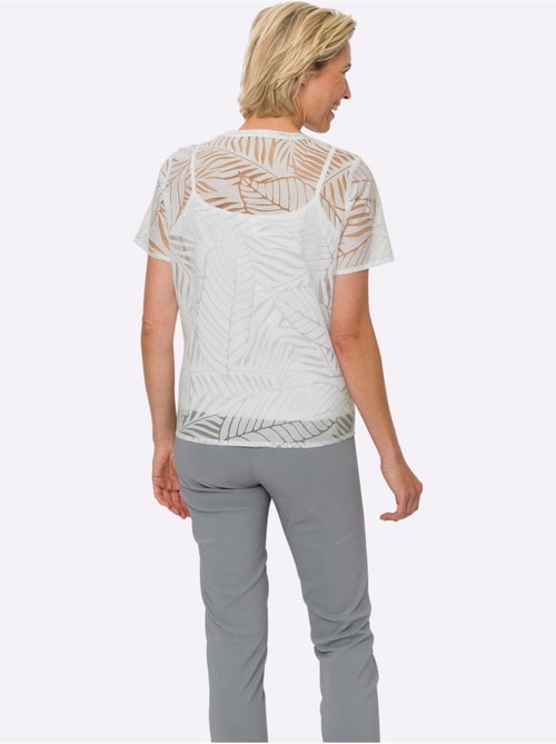 Chemisier à Manches Courtes Superbe Qualité Dévorée - Taille Standard - Moda Vilona - Kiabi