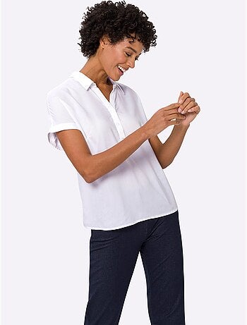 Chemisier à Manches Courtes Viscose Douce Et Fluide - Taille Standard - Moda Vilona