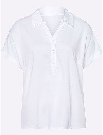 Chemisier à Manches Courtes Viscose Douce Et Fluide - Taille Standard - Moda Vilona
