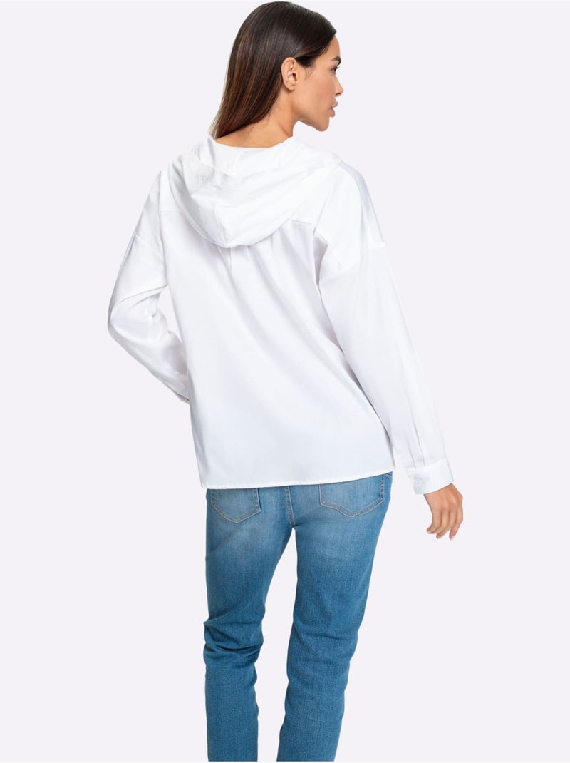 Chemisier à Manches Longues Capuche Tendance - Taille Standard - Helline Blanc - Kiabi