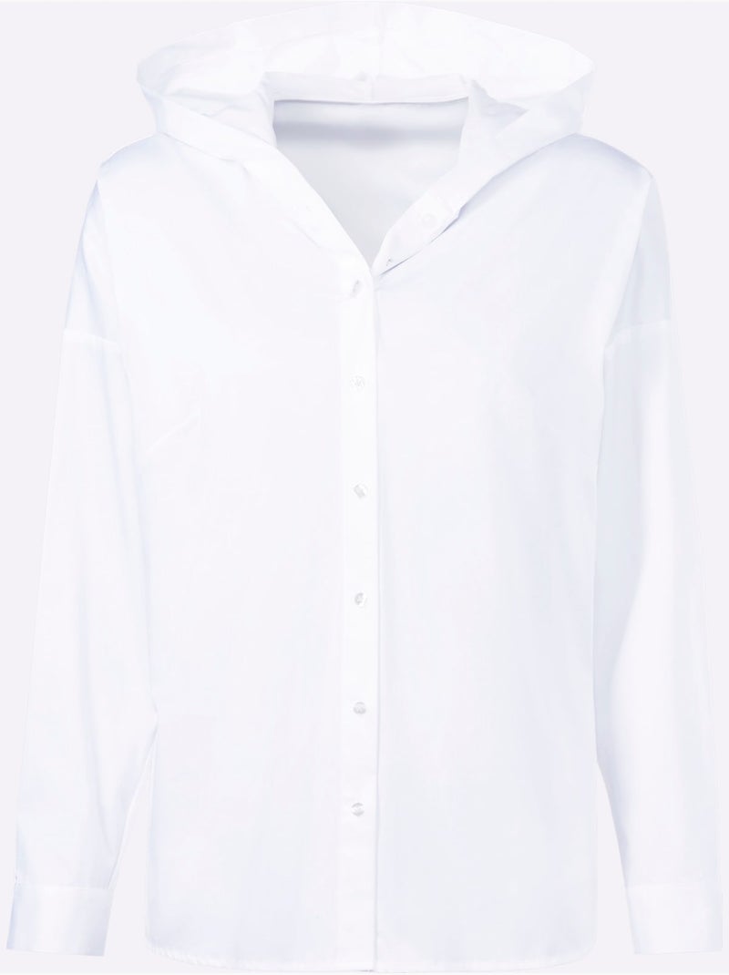 Chemisier à Manches Longues Capuche Tendance - Taille Standard - Helline Blanc - Kiabi