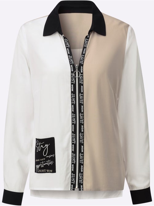 Chemisier à Manches Longues Col Chemise Ouvert - Taille Standard - Witt - Kiabi
