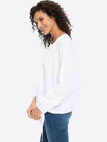 Chemisier à manches longues coulisse et lien à nouer à la base - taille standard - helline