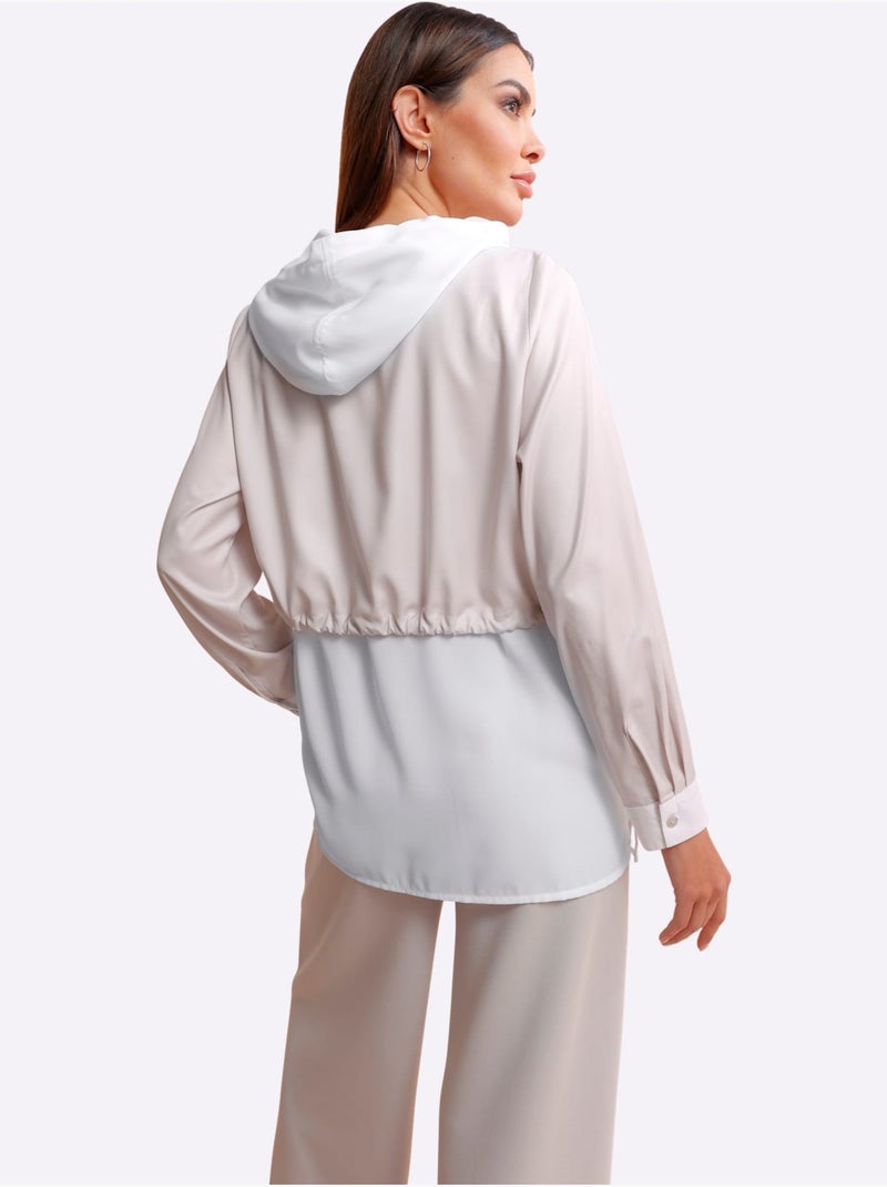 Chemisier à Manches Longues Doublé - Taille Standard - Helline Gris Ecru - Kiabi