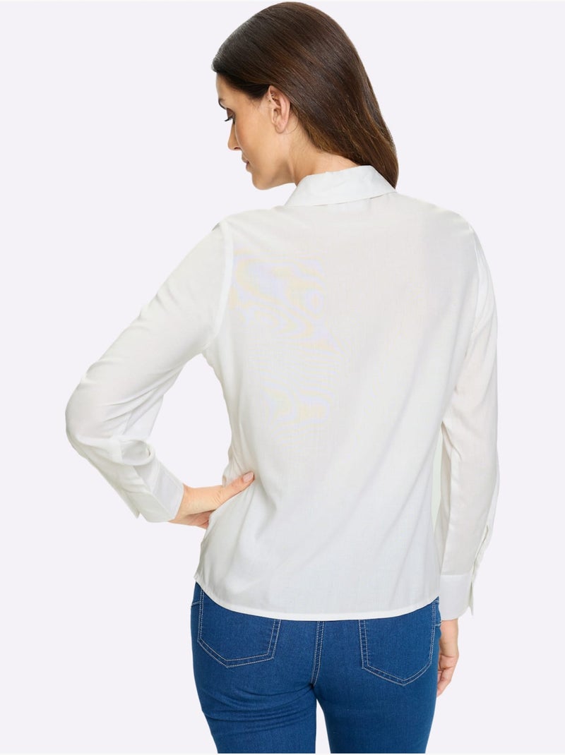 Chemisier à Manches Longues Fronces à La Taille, Effet Noué - Taille Standard - helline Blanc - Kiabi