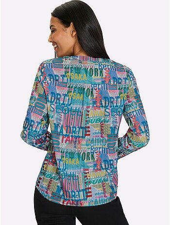 Chemisier à Manches Longues Impression Numérique - Taille Standard - Moda Vilona
