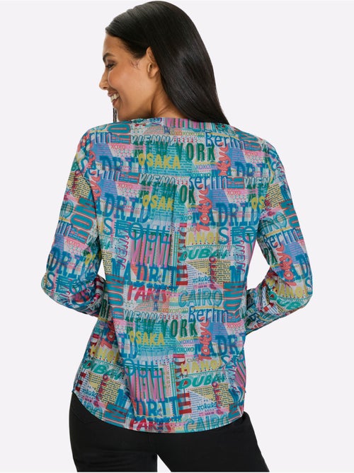 Chemisier à Manches Longues Impression Numérique - Taille Standard - Moda Vilona - Kiabi