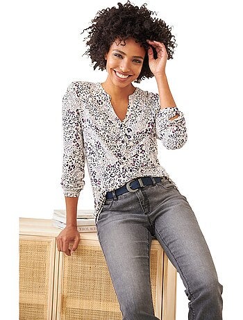 Chemisier à Manches Longues Joli Motif Léopard - Taille Standard - helline