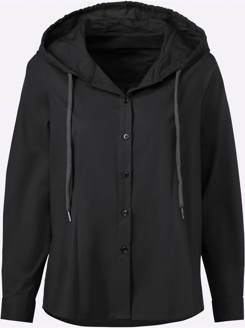 Chemisier à Manches Longues Look Décontracté - Taille Standard - Helline Noir - Kiabi