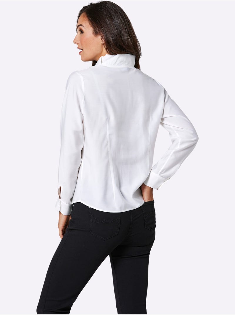 Chemisier à Manches Longues Mélange De Soie De Qualité - Taille Standard - Helline Blanc - Kiabi