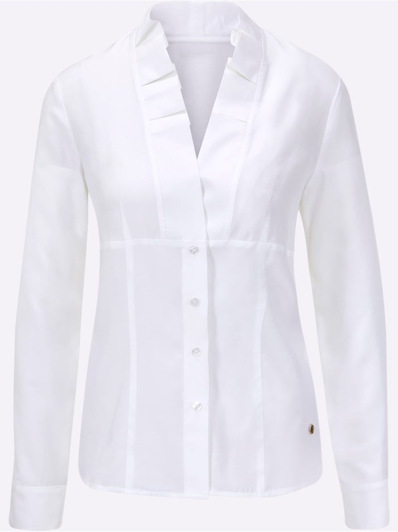 Chemisier à Manches Longues Mélange De Soie De Qualité - Taille Standard - Helline Blanc - Kiabi