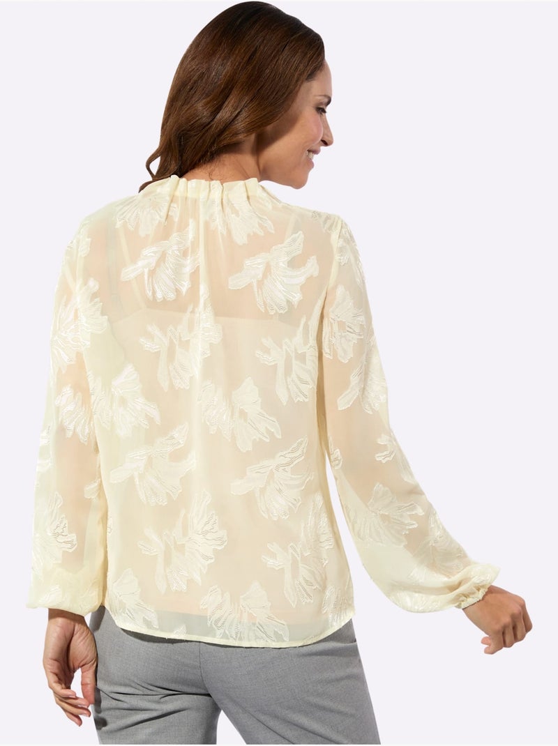 Chemisier à Manches Longues Motif Jacquard Original - Taille Standard - Witt Ivoire - Kiabi