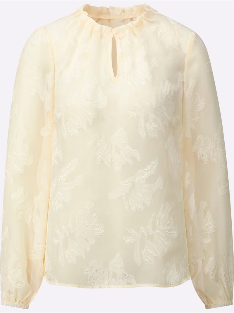 Chemisier à Manches Longues Motif Jacquard Original - Taille Standard - Witt Ivoire - Kiabi