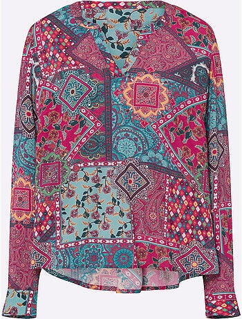 Chemisier à Manches Longues Motif Paisley Coloré - Taille Standard - Helline