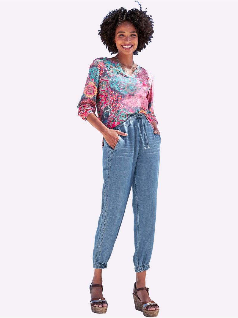 Chemisier à Manches Longues Motif Paisley Coloré - Taille Standard - Helline Bleu Rouge Bleu - Kiabi