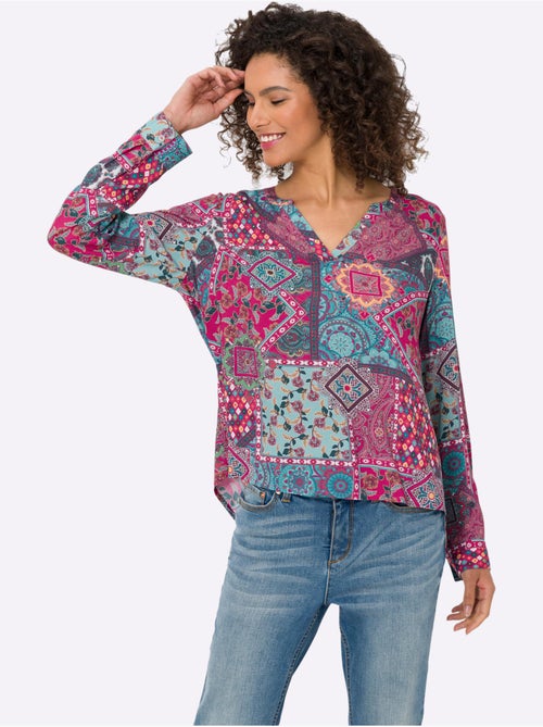 Chemisier à Manches Longues Motif Paisley Coloré - Taille Standard - Helline - Kiabi Chemisier à Manches Longues Motif Paisley Coloré - Taille Standard - Helline - Kiabi