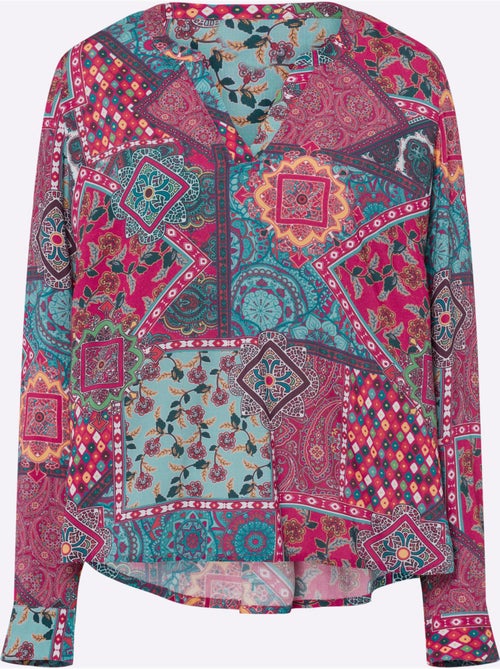 Chemisier à Manches Longues Motif Paisley Coloré - Taille Standard - Helline - Kiabi Chemisier à Manches Longues Motif Paisley Coloré - Taille Standard - Helline - Kiabi