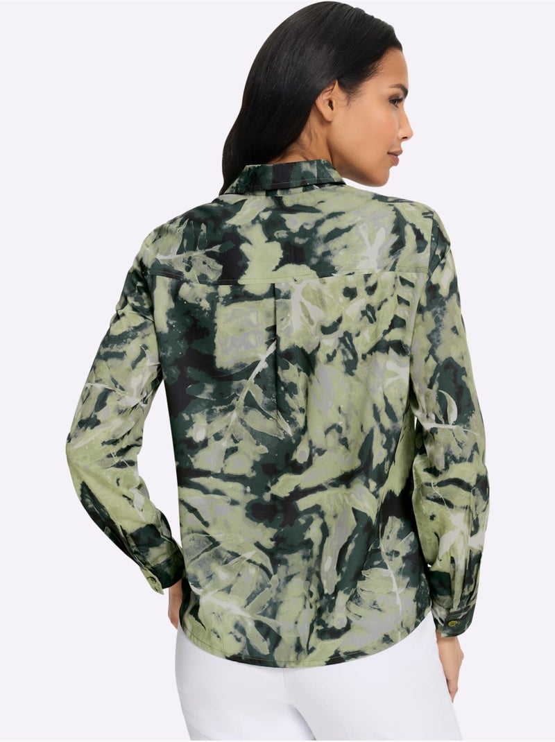 Chemisier à manches longues pinces poitrine - taille standard - moda vilona Vert tilleul - Kiabi